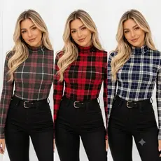 Blusa De Manga Frio Feminina Gola Alta em Viscose Manga Longa Conforto e Estilo para Todas as Estações