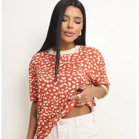 Blusa Estampa Bambi Tendência Bambi 100% algodão elegante