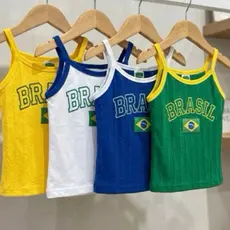Regata Baby look Alcinha Com Bojo Linda Brasil Y2K Moda Gringa Virginia Regatinha Copa 2026 Básica Elegante