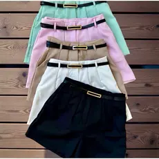 Short Feminina Alfaiataria Premium Elegante Com Passante e Dois Botões para Mulheres 2026 em Cores Variadas