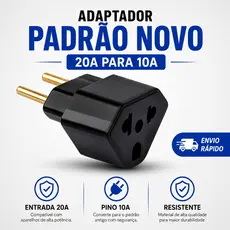 Adaptador Tomada 20A Para 10A Pino Grosso Benjamin Resistente Bivolt
