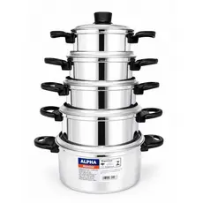 Kit Jogo de Panela Caçarola Aluminio 5 Peças Tamanho 14/16/18/20/22