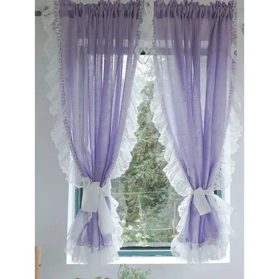 Cozinha perfurada meia cortina quarto varanda cortina de gaze fresca renda meia Blackout tela da janela cortina divisóri