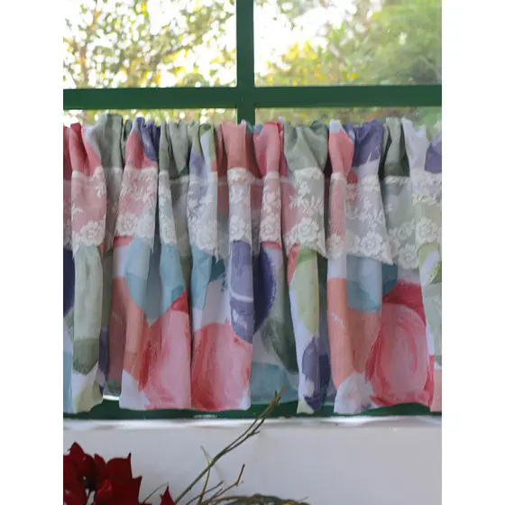 Cortina curta Blackout estilo Pastoral sem perfuração, cortina de janela pequena, meia cortina de Velcro, à prova de poe