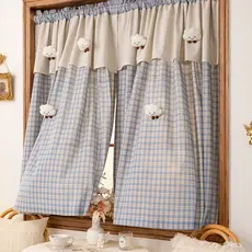 Quarto das crianças menina quarto estilo Pastoral francês criança azul estilo princesa cortina pequena janela cozinha bo
