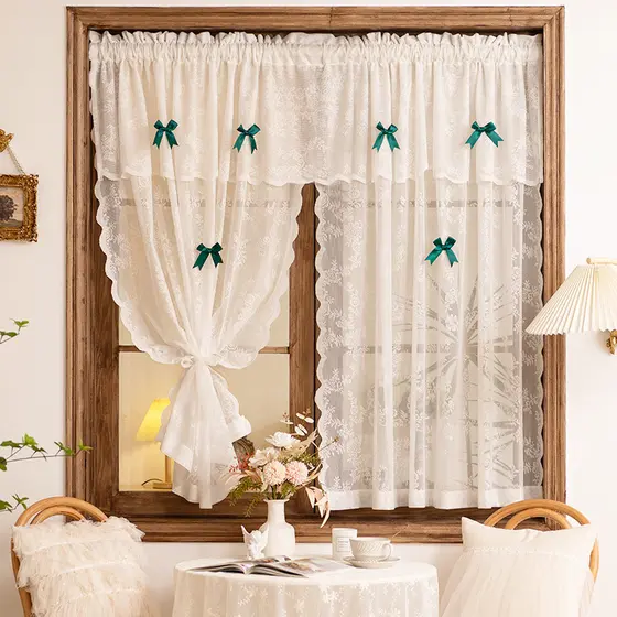 Cortina divisória de porta de renda francesa sem perfuração, cortina divisória para cozinha, quarto, janela saliente, ha