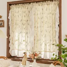 Cortina de porta Floral estilo Pastoral americano, cortina sem perfuração, retrô francês, Rococo, quarto, janela salient
