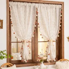 Cortina de linho de algodão de feijão de gelatina colorida Dopamina Cortina de gaze de quarto infantil translúcida Imper