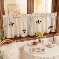 Cortina curta de cozinha meia cortina de porta de linho guarda-sol cortina de gaze bloqueio sem perfuração americano Ret