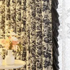 Francês Rococo Retro Pastoral rosa pequena fragrância High-End luz luxo americano Blackout preto babados cortinas