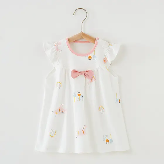 Feminino bebê verão moda pequena saia bebê criança colete vestido de algodão puro 0-1-2 anos de idade fina princesa cami
