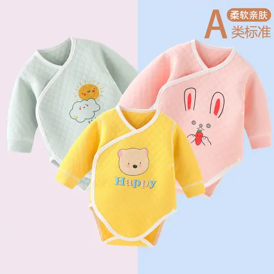 Bebê recém-nascido macacão de uma peça outono inverno puro algodão pijamas bebê acolchoado Bottoming roupa interior de u