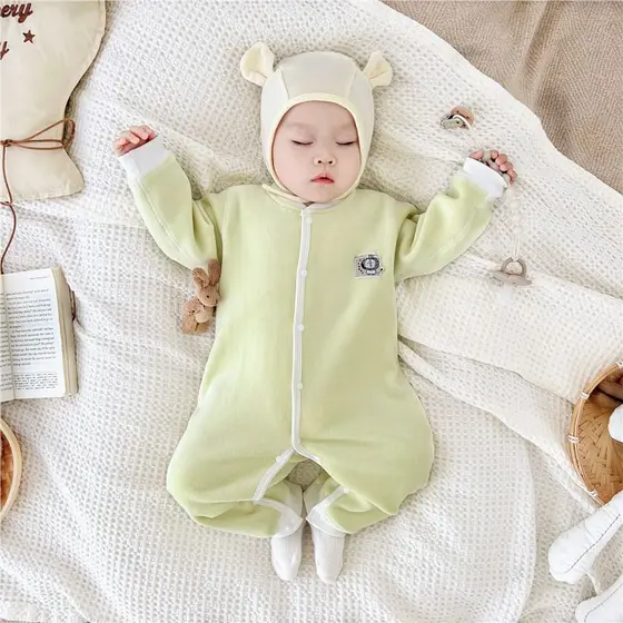 Infantil inverno Outing roupas segurando roupas recém-nascidos velo grosso macacão de uma peça de fundo masculino femini