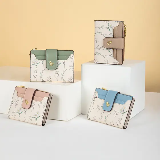 Design carteira curta ins feminino nicho moeda bolsa titular do cartão fresco estudante carteira feminina High-End senti