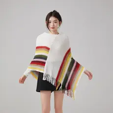 Outono inverno novo estilo estilo étnico colorido borla manto xale Irregular senhoras viagem jaqueta de malha blusa