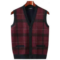 Colete para idosos de meia-idade masculino outono inverno forro de lã engrossado suéter quente colete para idosos colete