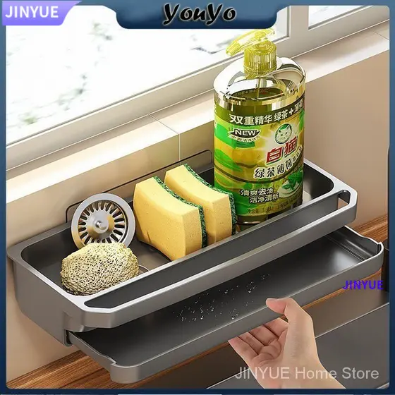 Nova porta esponja cozinha sabão organizador ABS pia armazenamento rack pendurado dreno acessórios