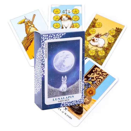 Coelho Tarot Deck Lunalapin Cartões Cartão De Jogo De Presente Com Pdf Guia Tabuleiro 78 Iniciantes