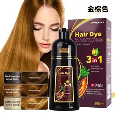 Shampoo Tintura Natural para Cabelo MEIDU 500ml, usado para cobrir cabelos grisalhos e transformar instantaneamente o ca