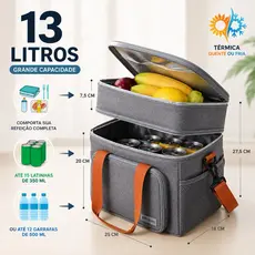 Bolsa Térmica De Duas Camadas 13L Grande Capacidade Para Trabalho Praia Piquenique