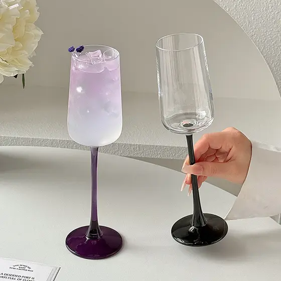 Cálice de vidro de champanhe doméstico transparente copo de bebida copo de vinho de alto valor