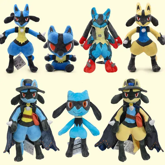 7 Estilos Pokemon Em Pé Lucario Brilhante Boneca De Pelúcia Bonito Mega Riolu Animal Qualidade Peluche Brinquedo Criança