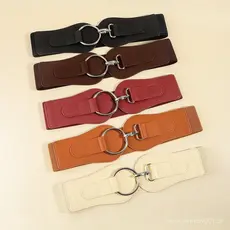 Cinto Largo Elástico Feminino – Couro PU Ajustável Estiramento Emagrecimento Ajuste Cintura Para Vestidos/Casacos