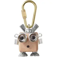Adorável Chaveiro Robô Punk De Madeira Feito À Mão-Com Resistente , Engraçado Para Aniversário De Irmã