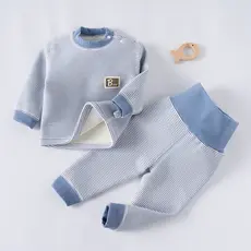 Menino bebê forro de lã roupas de aquecimento terno de duas peças engrossado acolchoado Close-Fitting bebê primavera rou