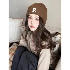 K chapéu feminino de malha chapéu de lã amarelo esqui outono inverno quente chapéu frio Baotou mostrando rosto Ogawa oes