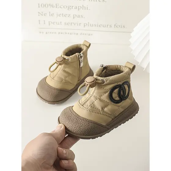 Feminino bebê botas curtas outono inverno crianças botas do bebê dois sapatos de algodão velo sola macia meninos da cria