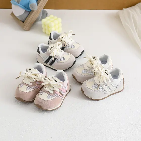 Funcional primavera novo estilo do bebê sapatos esportivos leves do bebê sapatos de sola macia da criança prata das mulh