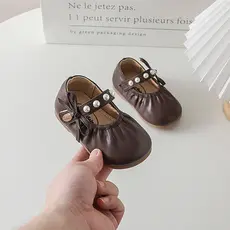 2026 novo estilo meninas sapatos pérola pequenos sapatos de couro primavera outono estilo Mary Jane menina princesa sapa