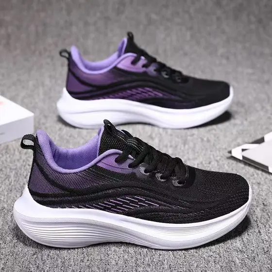 Tênis feminino 2024 primavera outono estilo respirável confortável sola macia absorção de choque leve corrida lazer viag