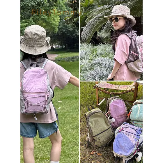 Mochila britânica RileyTommy para crianças ao ar livre, novo estilo, correspondência de cores, ultraleve, leve, lona à p