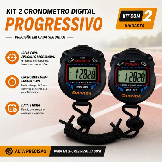 Kit 2 Cron么metros Digitais Progressivo De M茫o Alarme Rel贸gio Com Corda Temporizador Esportes Estudos