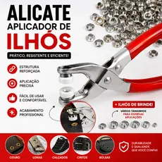 Kit Alicate Aplicador Botão de Pressão 100 Botões para Roupas Bebê Artesanato Costura