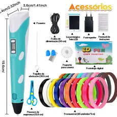 STARMEGA Kit Caneta 3D Impressora Mágica, 20 Refis Filamento Colorido 100m, Brinquedo Educativo para Crianças e Desenho