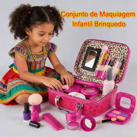 KIT Maquiagem Infantil Brinquedo Bolsa de Maquiagem para Crianças Kit Faz de Conta Meninas