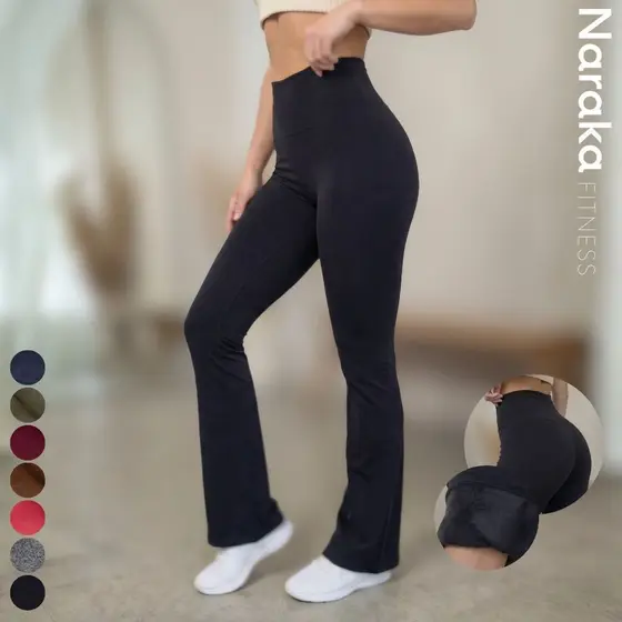 Calça Legging Flare Flanelada Boca De Sino