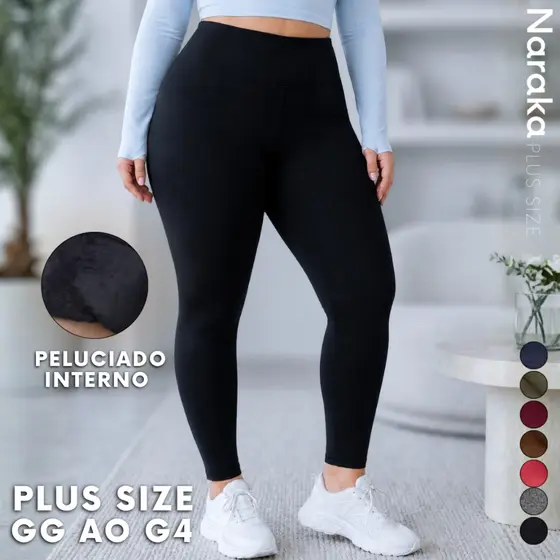 Calça Legging Flanelada Plus Size Cintura Alta Zero Transparência