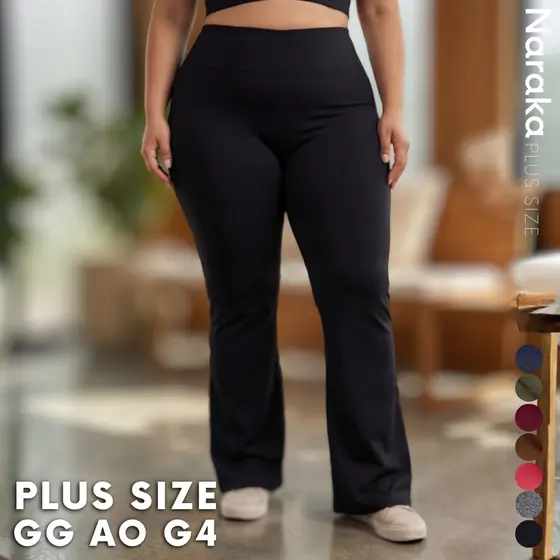 Calça Legging Flare Plus Size Flanelada Boca De Sino