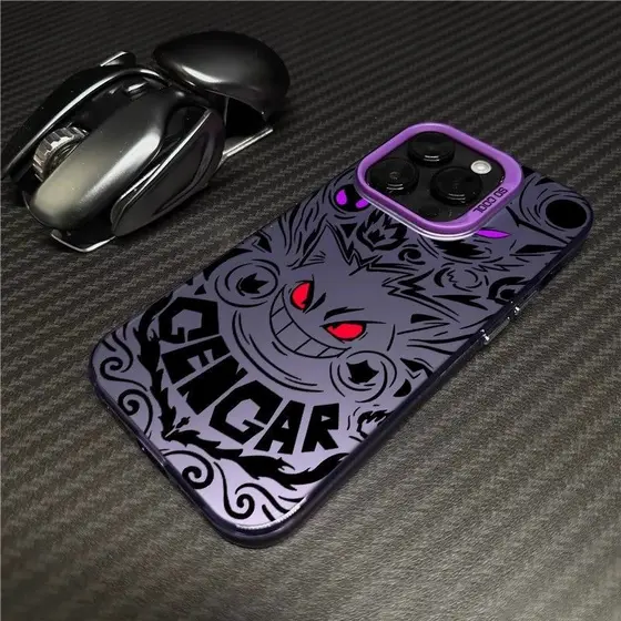 Capinha Capa de silicone Anti-impacto Resistente A Choques correntes Gengar simplicidade para iPhone17/16/15/14/13/12/11