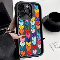 Capa Para Telefone Com Pintura A Óleo Gradiente Em Forma De Coração iPhone17/16/15/14/13/12/11 Pro/Pro Max/Plus XR XSMAX