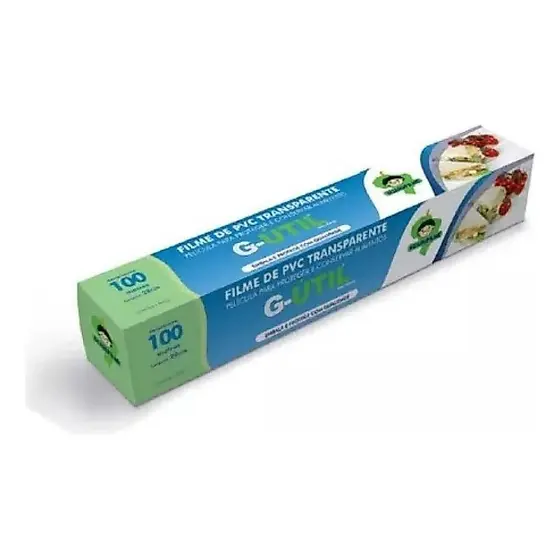 Rolo Bobina De Filme Pvc 28cmx100m Com Trilho Cortante