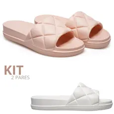 Kit 1 e 2 Pares Chinelo Slide Feminino Delicado