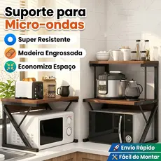 Rack Metálico Suporte Organizador Para Microondas Prateleira Dupla Metal Multiuso Cozinha