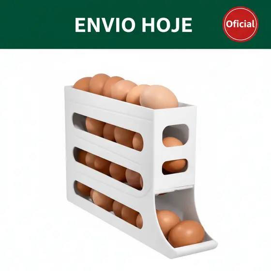 Porta Ovos 4 Andares Rolante: Organize até 30 Ovos com Estilo