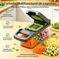 Cortador Multifuncional de Legumes e Vegetais 16 em 1 - Rápido Prático e Fácil de Limpar para Cozinha Doméstica