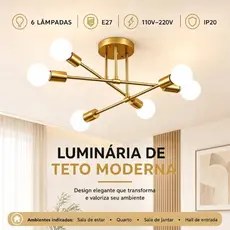 Luminária de Teto Moderna Bivolt Soquete E27 Fácil Instalação Decoração Elegante para Sala e Quarto